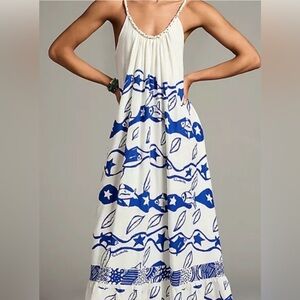 Farm Rio Pitta Waves linen blend maxi dress